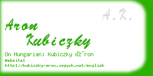 aron kubiczky business card